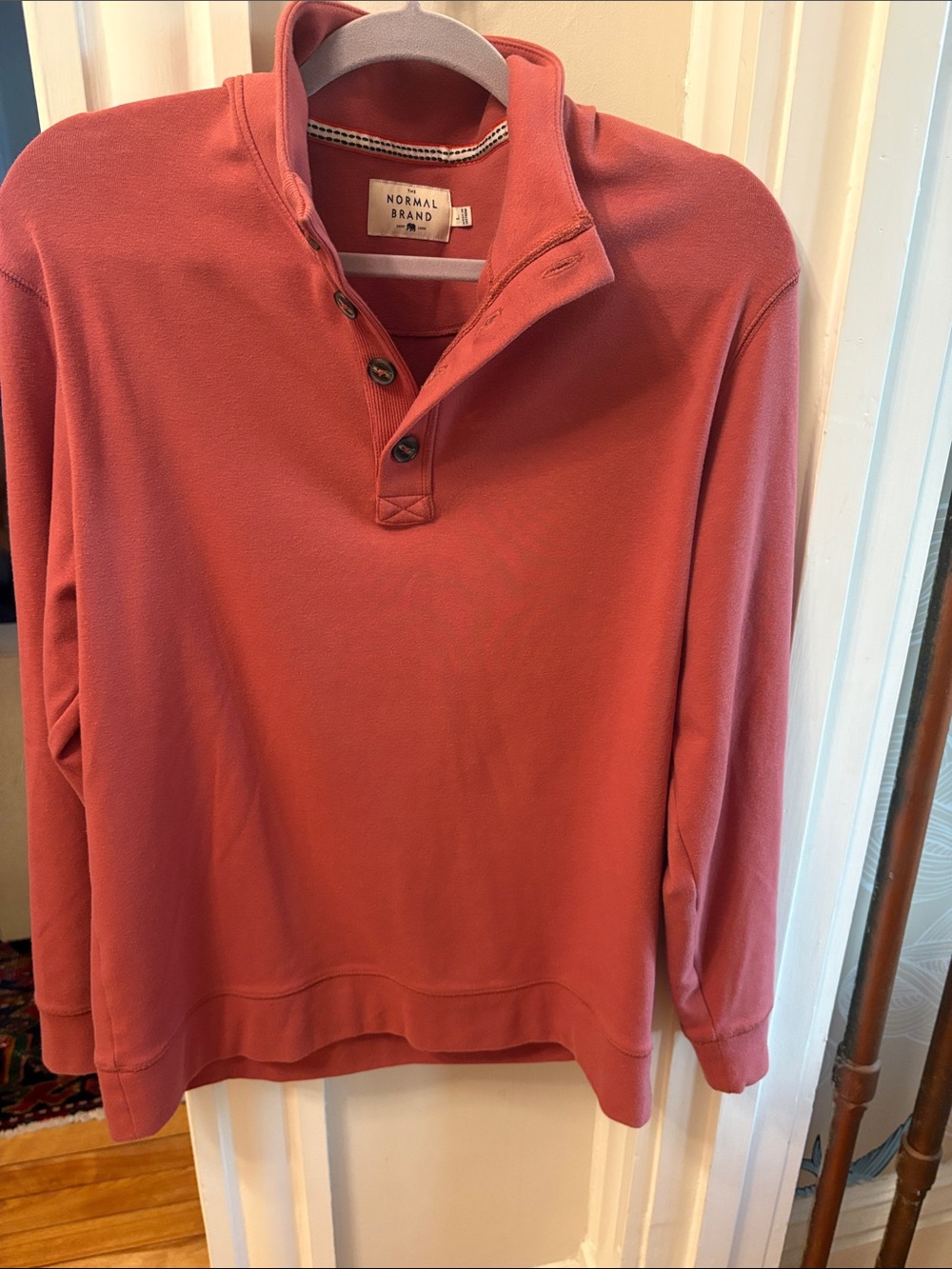 Men’s Button-Quarter Pullover Sweater - Coral